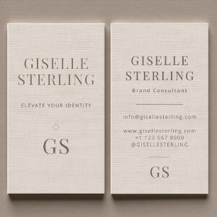 Linen Monogram Modern Elegant Minimalist  Business Card