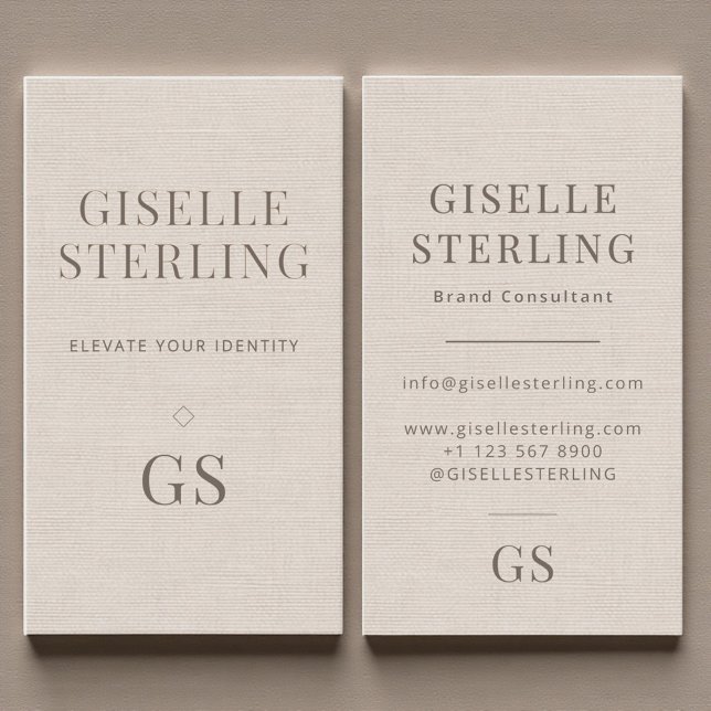 Linen Monogram Modern Elegant Minimalist  Business Card (Creator Uploaded)