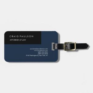 Linen Navy Blue Black Elegant Plain Professional Luggage Tag