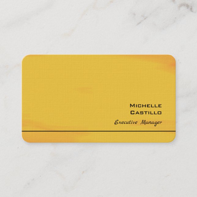 Linen Orange Yellow Plain Minimalist Business Card (Front)