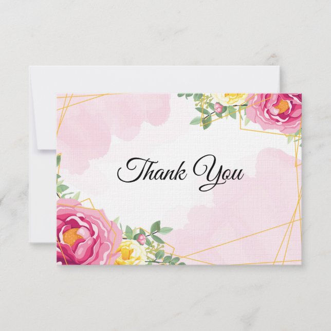 Linen Paper Flat Thank You Note Card (Front)