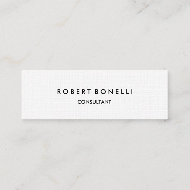 Linen Paper Slim Skinny Modern Business Card (Front)