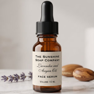 Linen paper style tiny bottle dropper bottle label