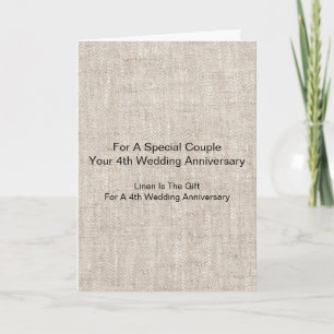Linen Pattern Personalised 4th Wedding Anniversary Card