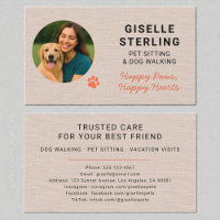 Linen Pet Sitting Photo Paw Print Minimalist