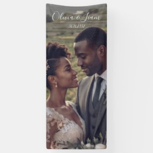 Linen Photo Wedding Banner Fabric Welcome Sign