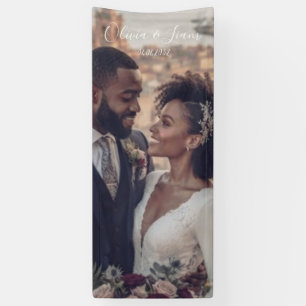 Linen Photo Wedding Banner Fabric Welcome Sign