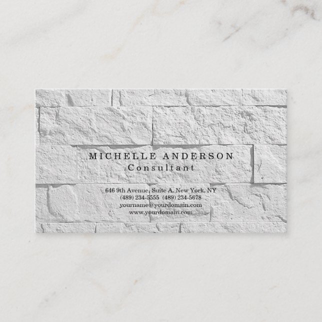 Linen Plain Simple Professional Minimalist Wall Business Card (Front)