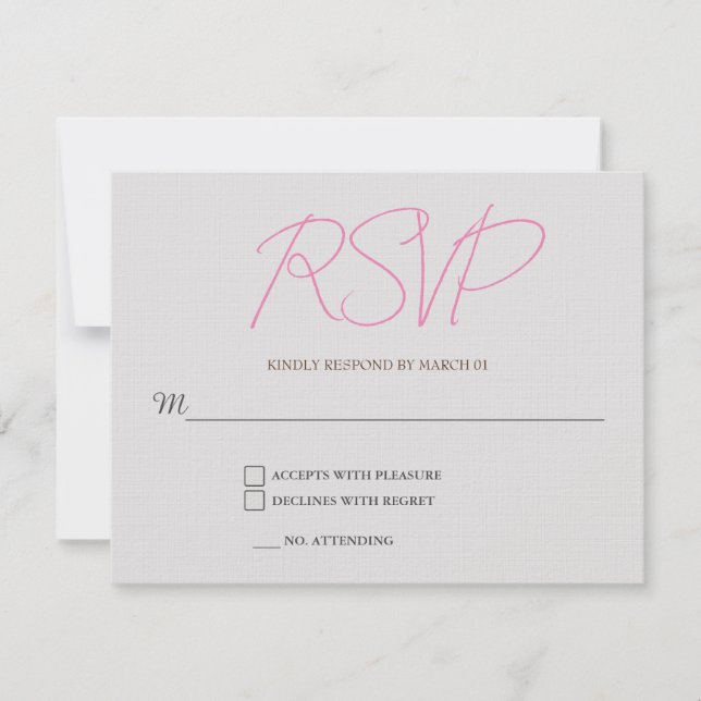 Linen Plain Wedding RSVP Response Reply Card (Front)