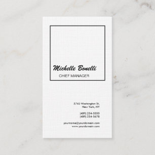 Linen Professional Minimalist Black White Modern Business Card