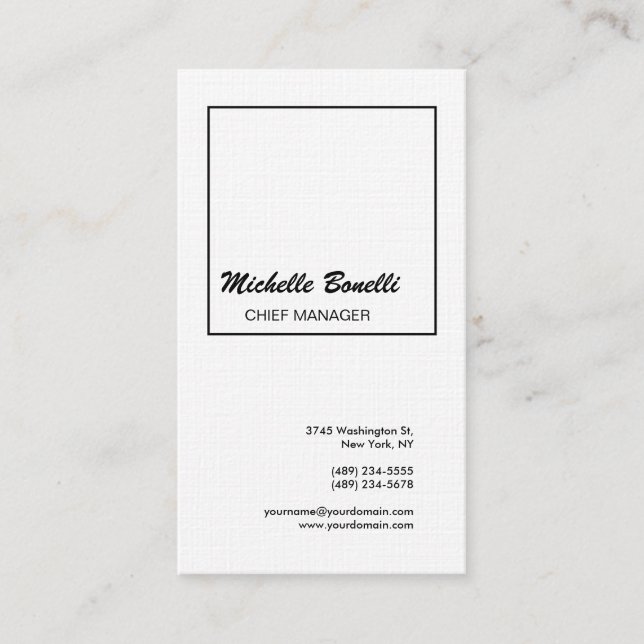 Linen Professional Minimalist Black White Modern Business Card (Front)