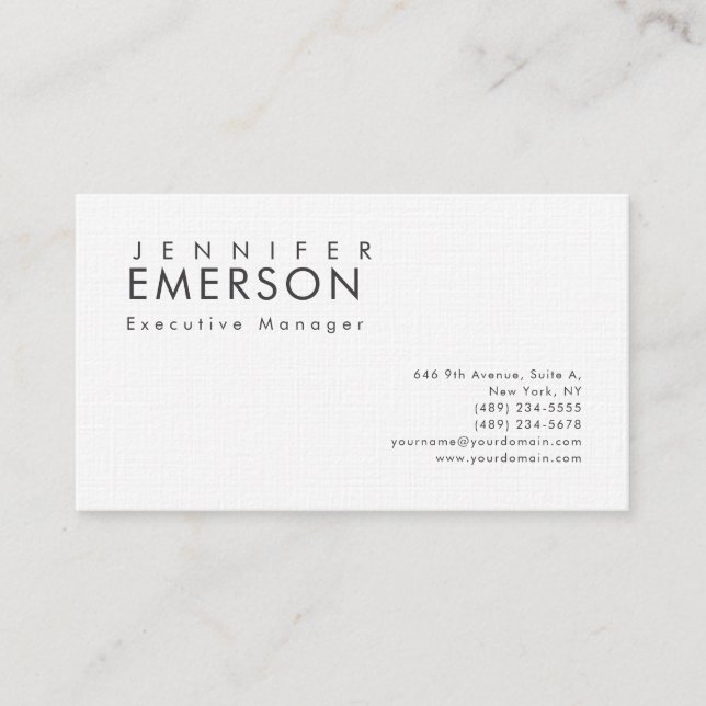 Linen professional minimalist modern plain  business card (Front)