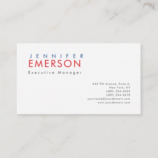 Linen professional minimalist modern plain  business card (Front)