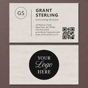Linen Professional QR Code Company Logo  Business Card