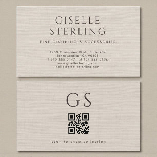 Linen QR Code Luxury Boutique Clothing Business Card