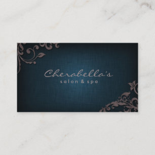 Linen Salon Spa Floral Business Card Denim Taupe