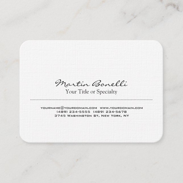 Linen Special Unique Modern Professional Business Card (Front)