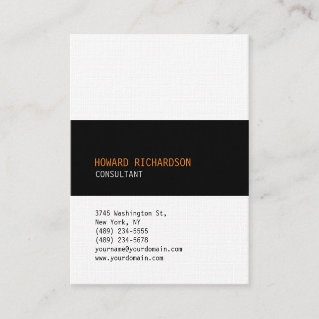 Linen Stylish Minimalist Elegant Plain Grey Black Business Card (Front)