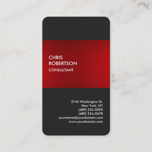 Linen stylish Red Grey Profile Card (Front)