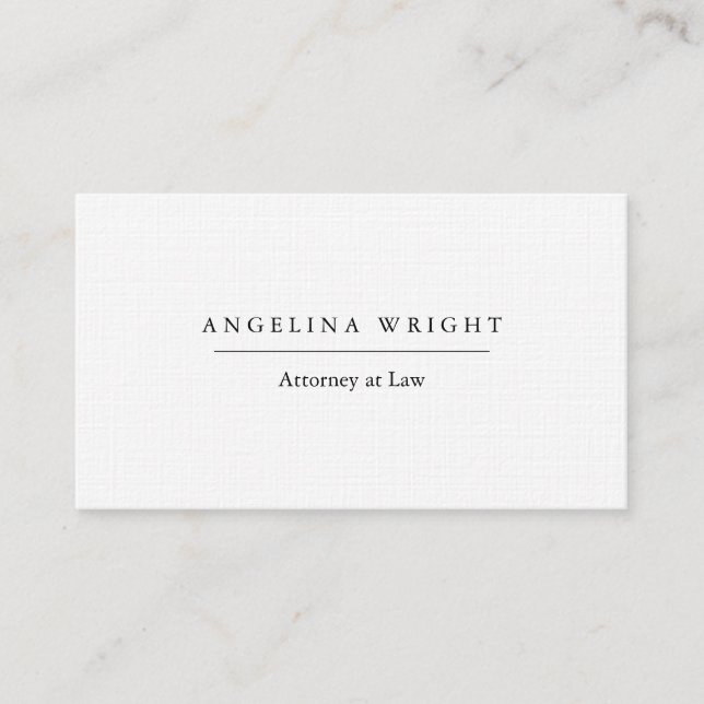 Linen Stylish Simple Minimalist Attorney at Law Business Card (Front)