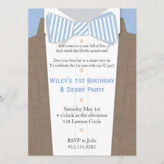 Linen Suit and Seersucker Bow Tie Party Invitation