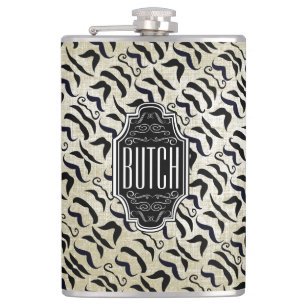 Linen Texture Background on a Personalised Mustach Hip Flask