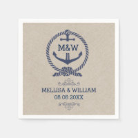 Linen Texture & Blue Boat Anchor Wedding Design