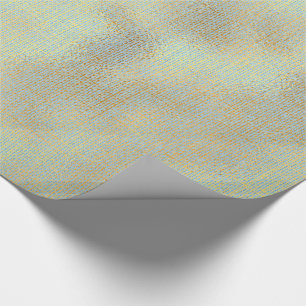 Linen Texture Gold Water Blue  Minimal Wrapping Paper
