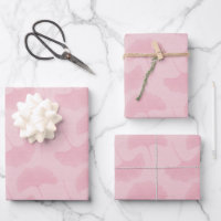 Linen Textured Pastel Pink & Rose Gingko Leaves