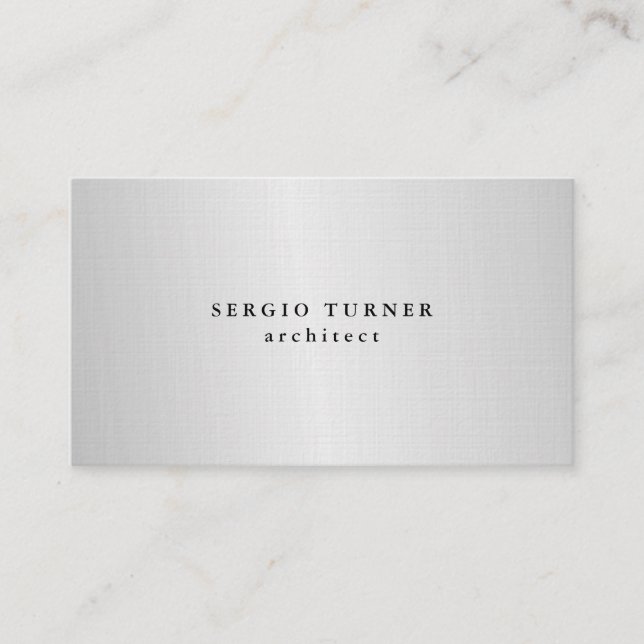 Linen Trendy Minimalist Professional Silver Grey  Business Card (Front)