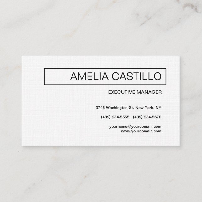 Linen Trendy Modern Elegant Contemporary Plain Business Card (Front)