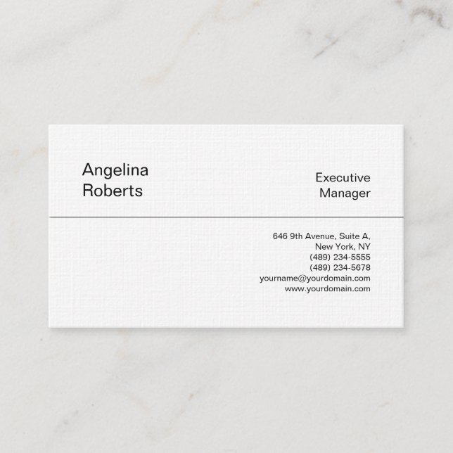 Linen trendy professional plain minimalist business card (Front)