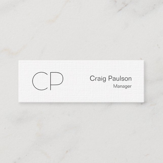 Linen Trendy Slim Monogram Business Card (Front)