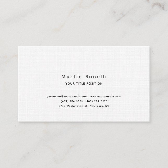 Linen Unique Classical Simple Black White Business Card (Front)