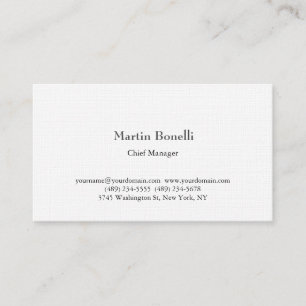 Linen Unique Classical Simple White Business Card