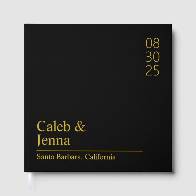 Linen Wedding Guest Book, Personalised Minimalist  Book (Front)