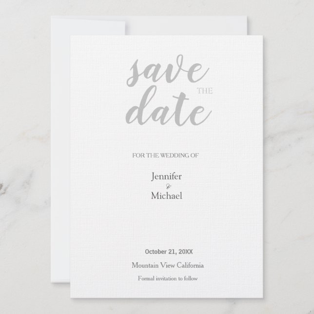 Linen Wedding Professional Minimalist Modern Plain Save The Date (Front)