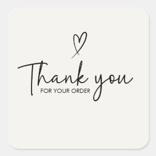 Linen White, Off-White, Thank you for your order   Square Sticker