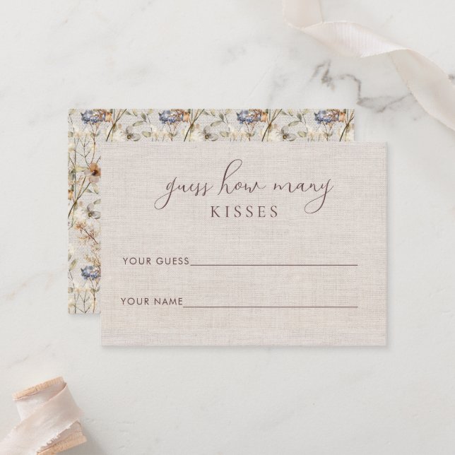 Linen Wildflower Bridal Shower Game Card (Front/Back In Situ)