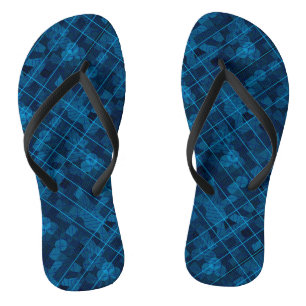 Lines and patches pattern in Blue Black BG Jandals