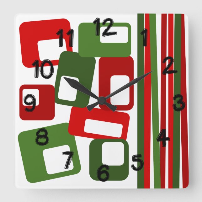 Lines and Rectangles  Square Wall Clock (Front)