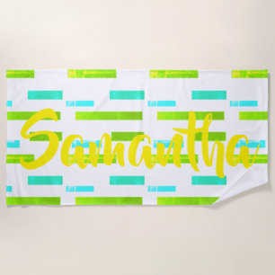 Lines Blocks Your Own Name Beach Towel