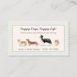 lines Brown Dog Walker Pet Sitting Business Card
