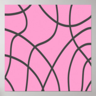 Lines: Grey on Soft pink Poster