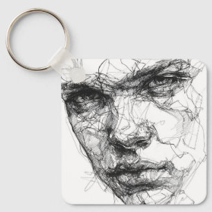Lines of a Fractured Gaze Key Ring