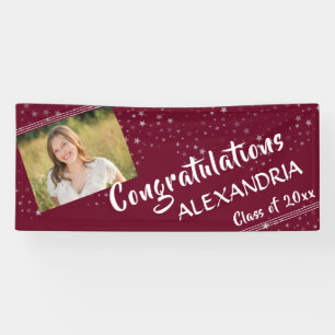 Lines & Stars   Editable Maroon   Photo Graduation Banner