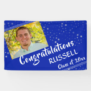 Lines & Stars   Royal Blue   Photo Graduation Banner