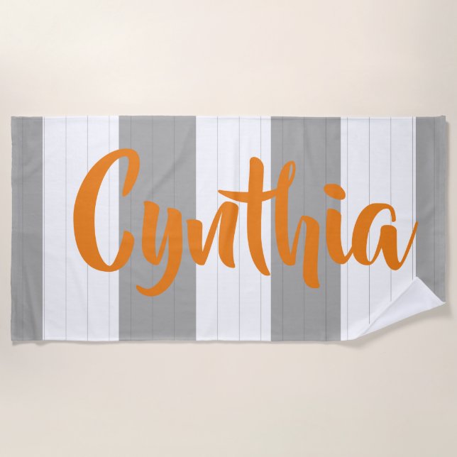 Lines Stripes Your Own Name Beach Towel (Front)