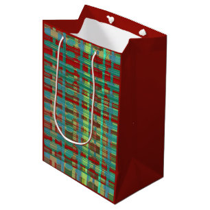 Lines-Trendy blue burnt brown tribal light Medium Gift Bag