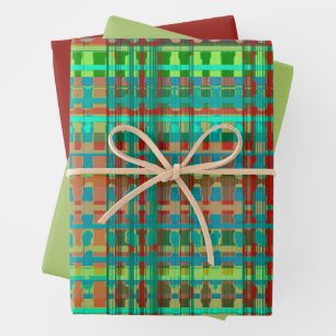 Lines-Trendy blue burnt brown tribal light Wrapping Paper Sheet